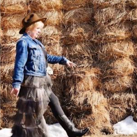 One of a kind Paris Montana Bustle Skirt Golden Tiered Maxi Skirt! One Size - Picture 16 of 16